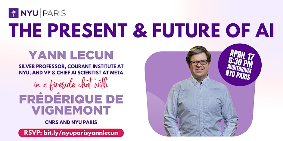 The cover image for an event hosting Yann LeCun at NYU Paris