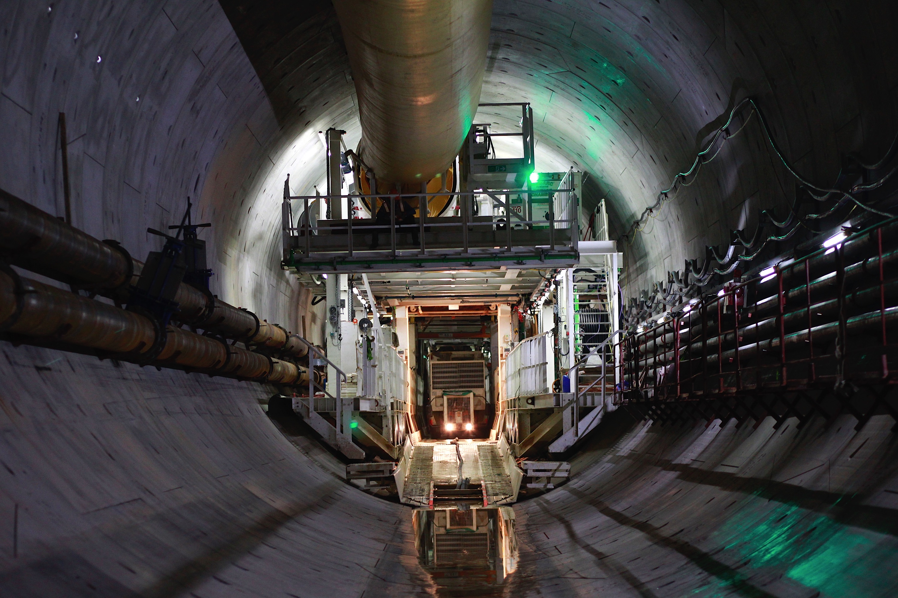 Inside view of a tunnel boring machine